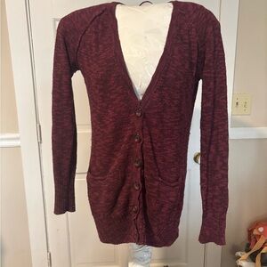 Women's Burgundy Cardigan Sweater